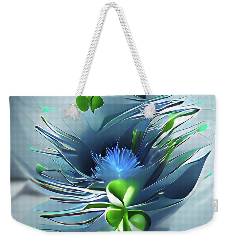 Thistle; Clover; Flower; Leaves; Abstract; Dreamy; Surreal; Square; Weekender Tote Bag featuring the photograph Thistle and Clover by Tina Uihlein