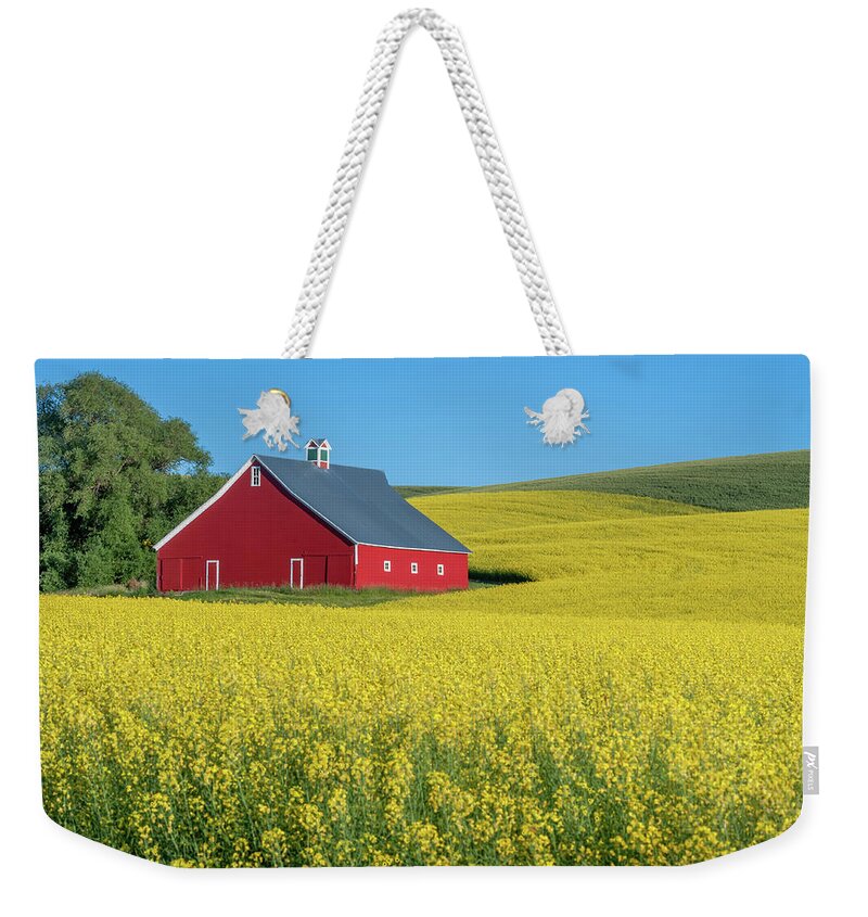 Outdoors Weekender Tote Bag featuring the photograph Thorncreek Barn and Canola by Doug Davidson