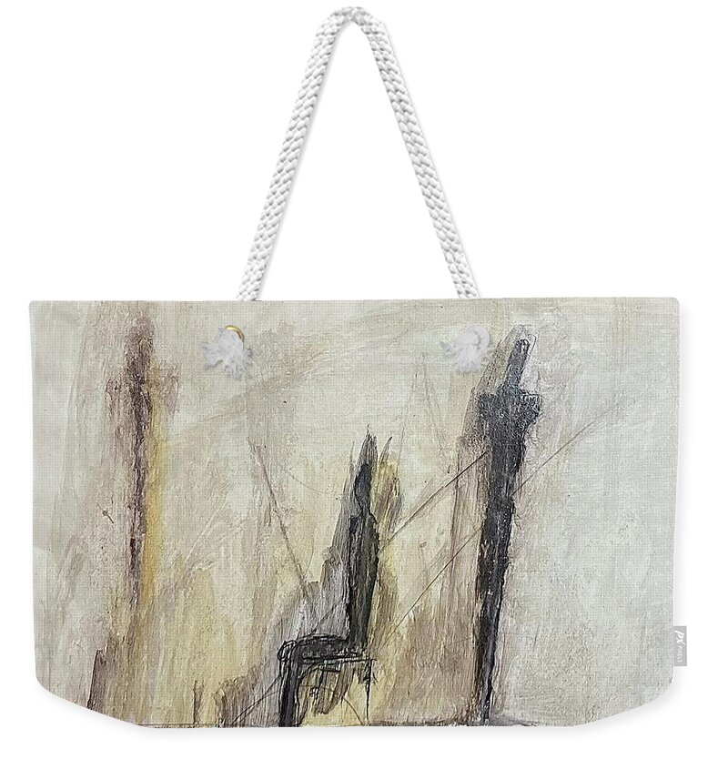 Drawing Weekender Tote Bag featuring the drawing Three figures minus one by David Euler