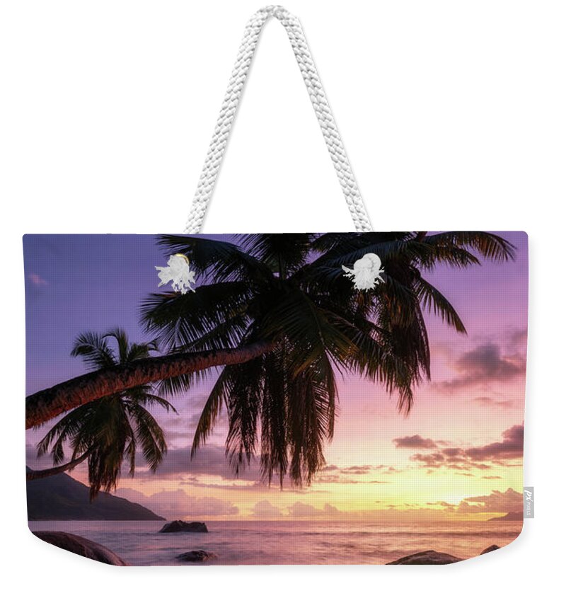 Palms Weekender Tote Bag featuring the photograph Three palms by Erika Valkovicova