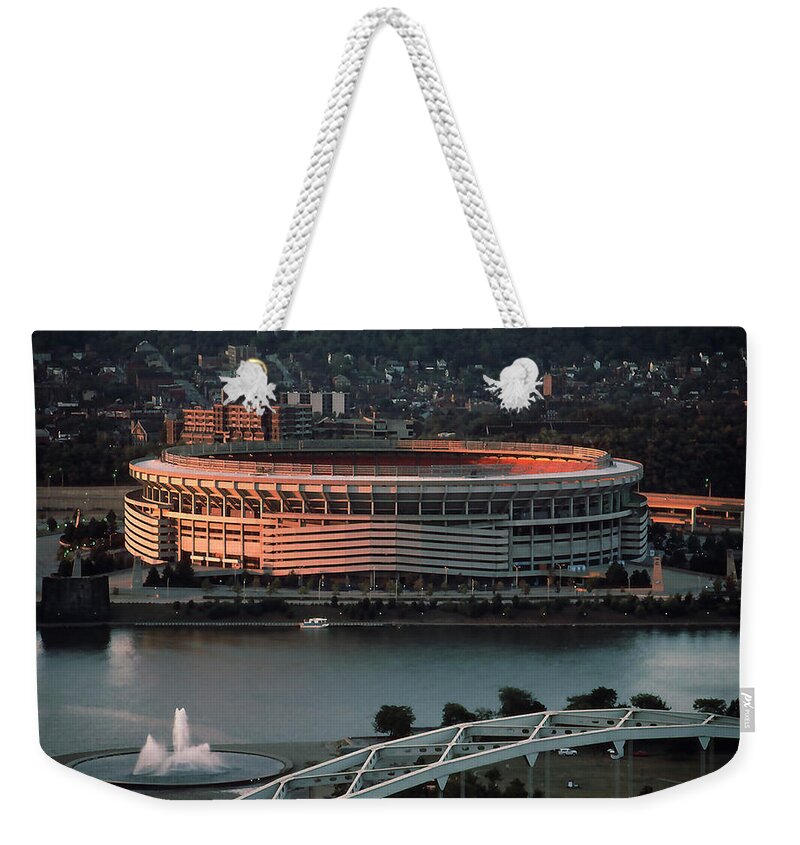 Three Rivers Stadium Weekender Tote Bag featuring the photograph Three Rivers Stadium by ARTtography by David Bruce Kawchak