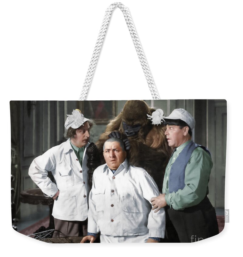 Funny Actors Weekender Tote Bag featuring the photograph Three Stooges and the Gorilla by Franchi Torres