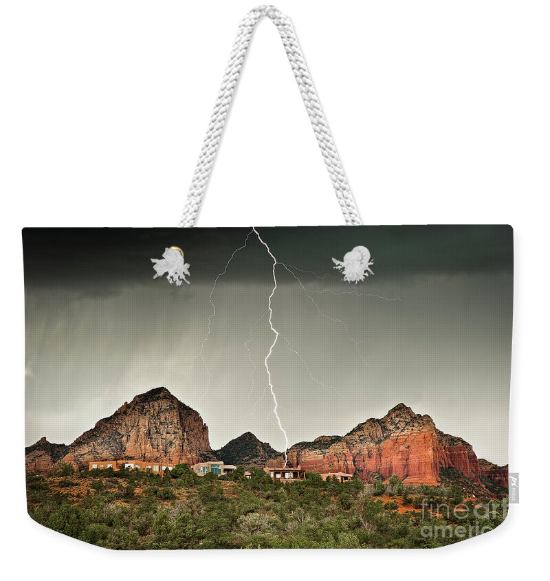 Igntning Weekender Tote Bag featuring the photograph Thunder Mountain Lightning 1110 by Kenneth Johnson