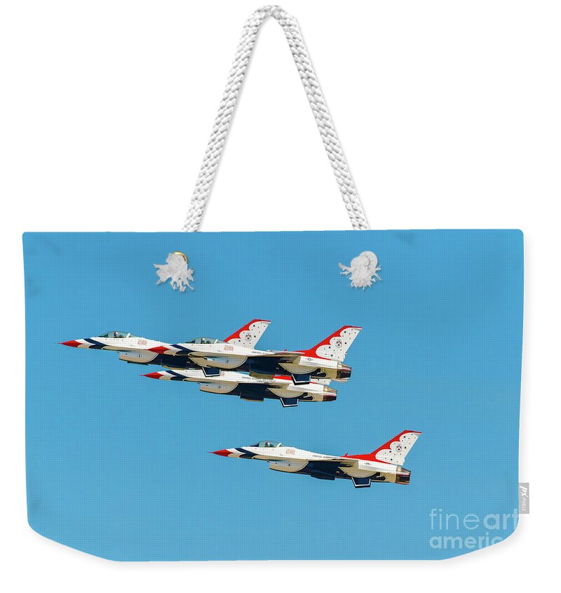 Usaf Weekender Tote Bag featuring the photograph Thunderbirds Gear Up Now by Jeff at JSJ Photography