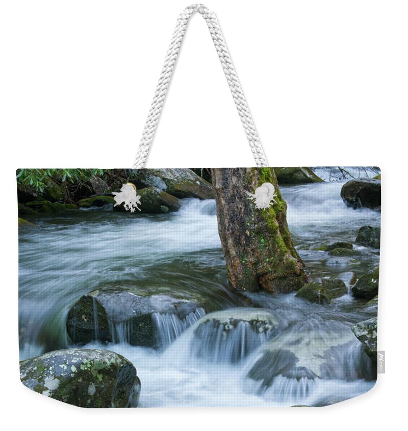 Smoky Mountains Weekender Tote Bag featuring the pyrography Thunderhead Prong 35 by Phil Perkins