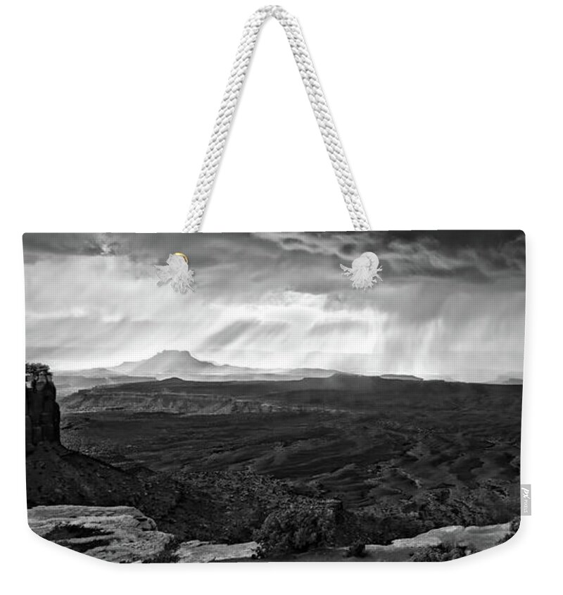 America Weekender Tote Bag featuring the photograph Thunderstorm over Grand View Point Overlook in canyonlands by Jean-Luc Farges