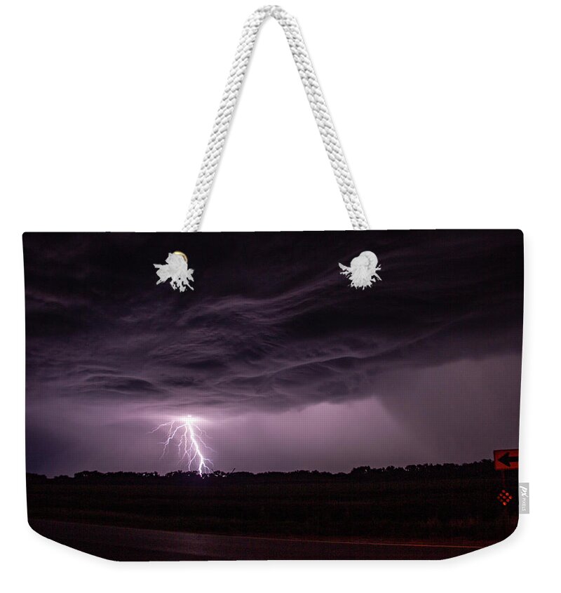 Nebraskasc Weekender Tote Bag featuring the photograph Thunderstorms on the Nebraska Kansas Border 013 by NebraskaSC