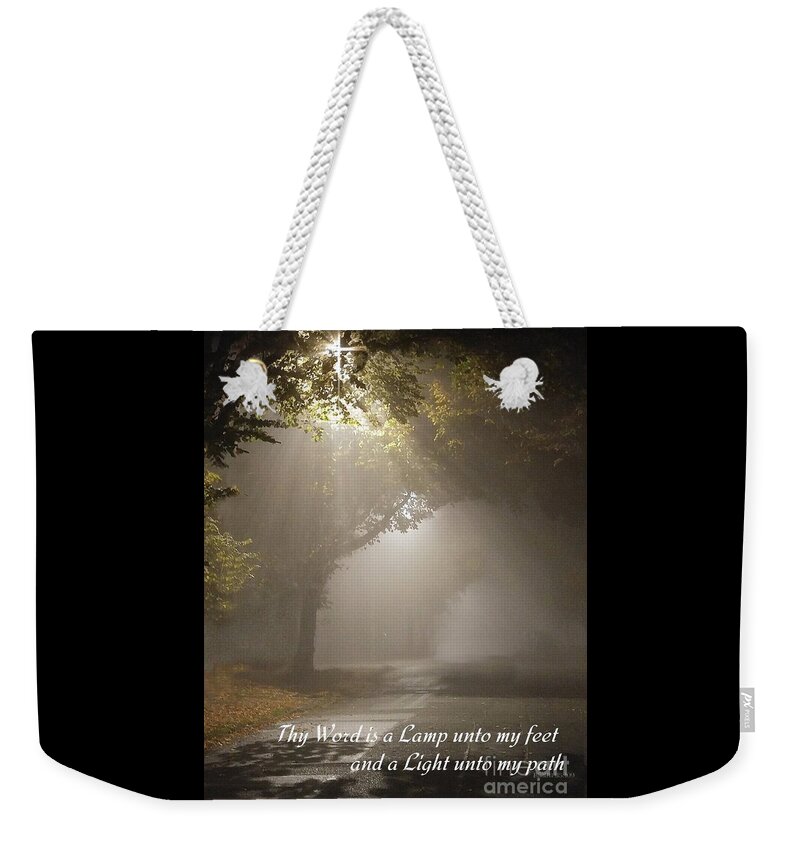 Fog Weekender Tote Bag featuring the photograph Thy Word by Kimberly Furey