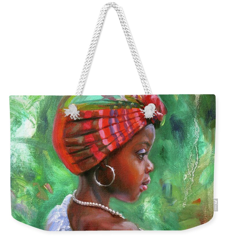 Caribbean Girl Weekender Tote Bag featuring the painting Ti Kweyol 2 by Jonathan Gladding