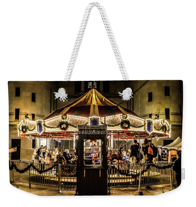 #sonya7rii #sony #a7rii #shotonsony Weekender Tote Bag featuring the photograph Tickets and the Carousel by Darrell DeRosia