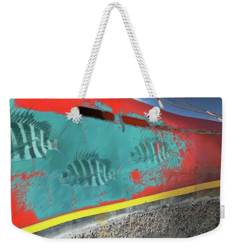 Mighty Sight Studio Fish Life Sea Life Abandoned Boat Steve Sperry Art And Photography Weekender Tote Bag featuring the digital art Tidal Trist by Steve Sperry