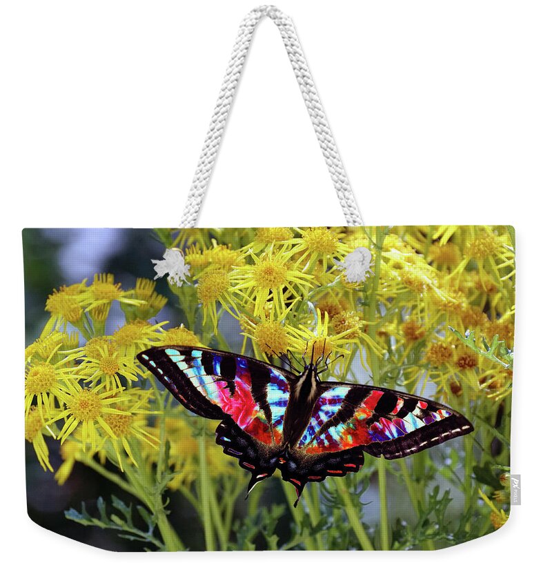 Butterflies Weekender Tote Bag featuring the photograph Tie-Dye Butterfly #3 by Ben Upham III