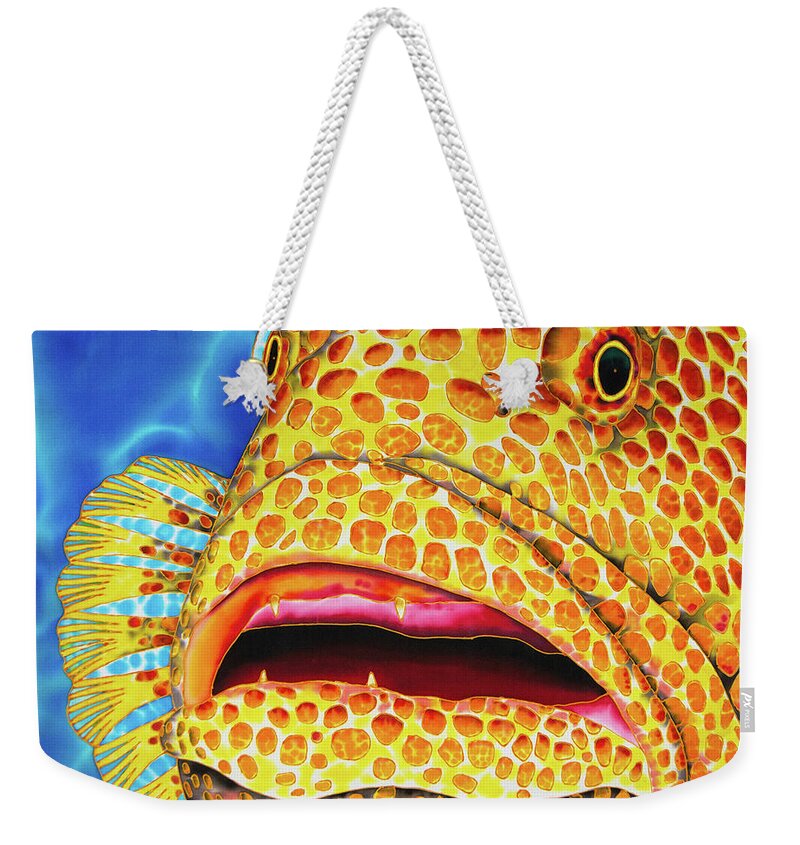 Tiger Grouper Weekender Tote Bag featuring the painting Tiger Grouper Face by Daniel Jean-Baptiste