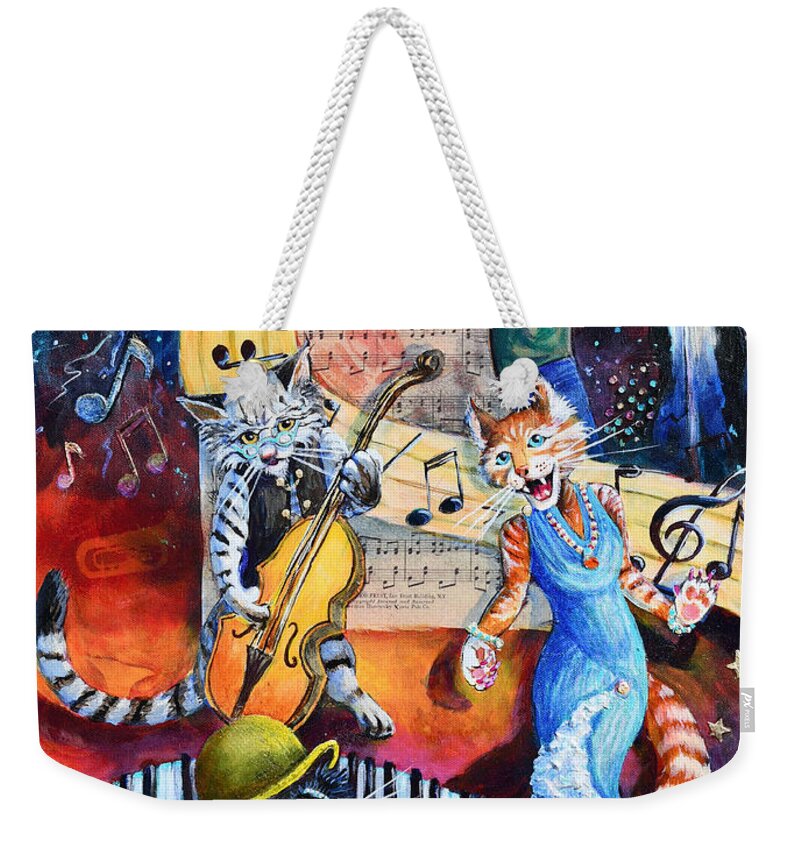 Jazz Weekender Tote Bag featuring the painting Tiger Rag by Cynthia Westbrook
