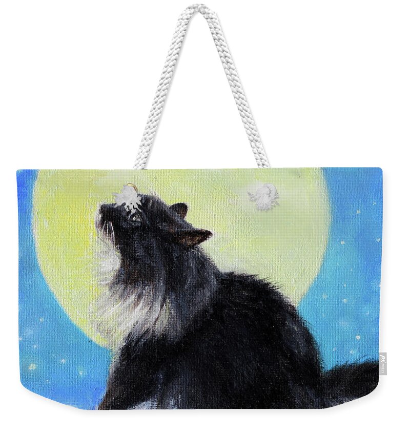 Moon Weekender Tote Bag featuring the painting Tillie by Moonlight by Manami Lingerfelt