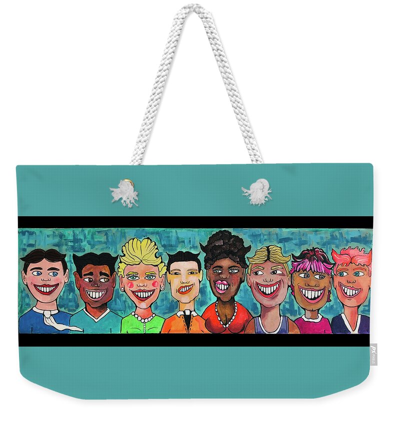 Asbury Park Weekender Tote Bag featuring the painting Tillie Dont Care by Patricia Arroyo