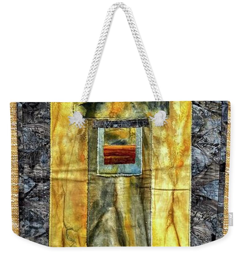 Hand-dyed And Commercial Cotton Fabrics Weekender Tote Bag featuring the tapestry - textile Time Past by Chris Burton