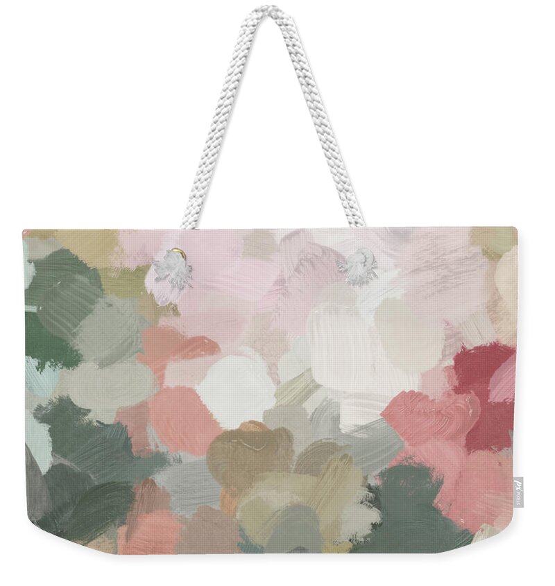 Forest Green Weekender Tote Bag featuring the painting Time to Bloom by Rachel Elise