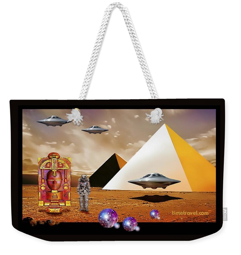 Spacecraft Weekender Tote Bag featuring the mixed media Time Travelers by Hartmut Jager
