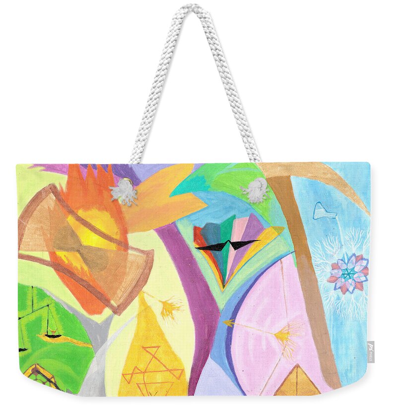 Time Weekender Tote Bag featuring the painting Time's Eye by B Aswin Roshan