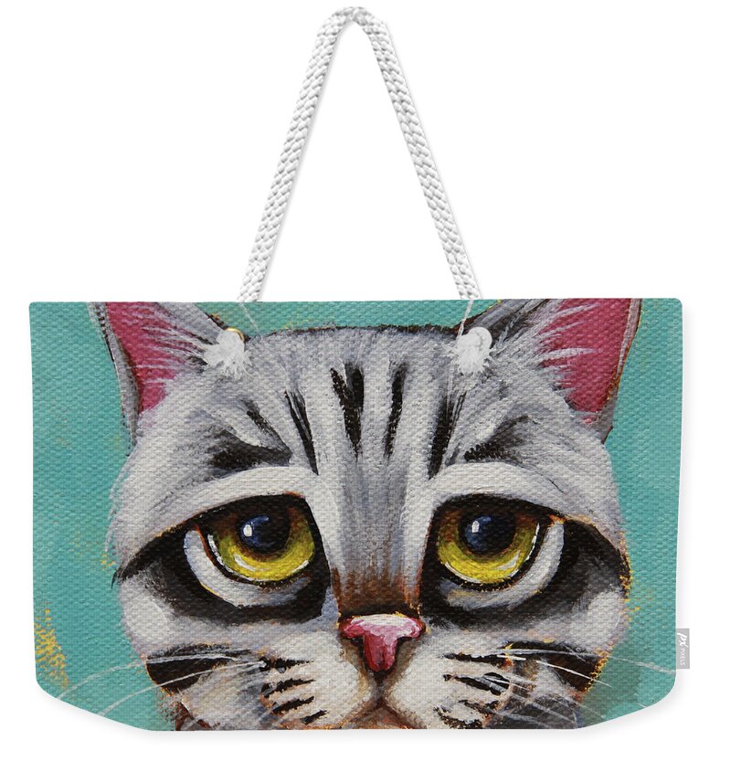 Cat Weekender Tote Bag featuring the painting Tinker by Lucia Stewart