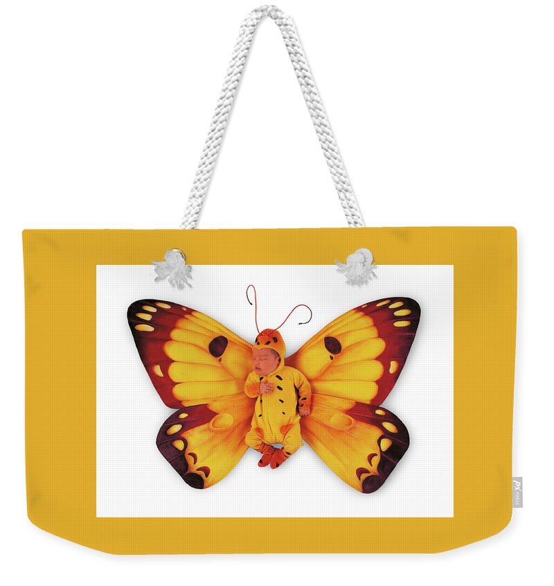 Butterfly Weekender Tote Bag featuring the photograph Tiny Butterfly #6 by Anne Geddes