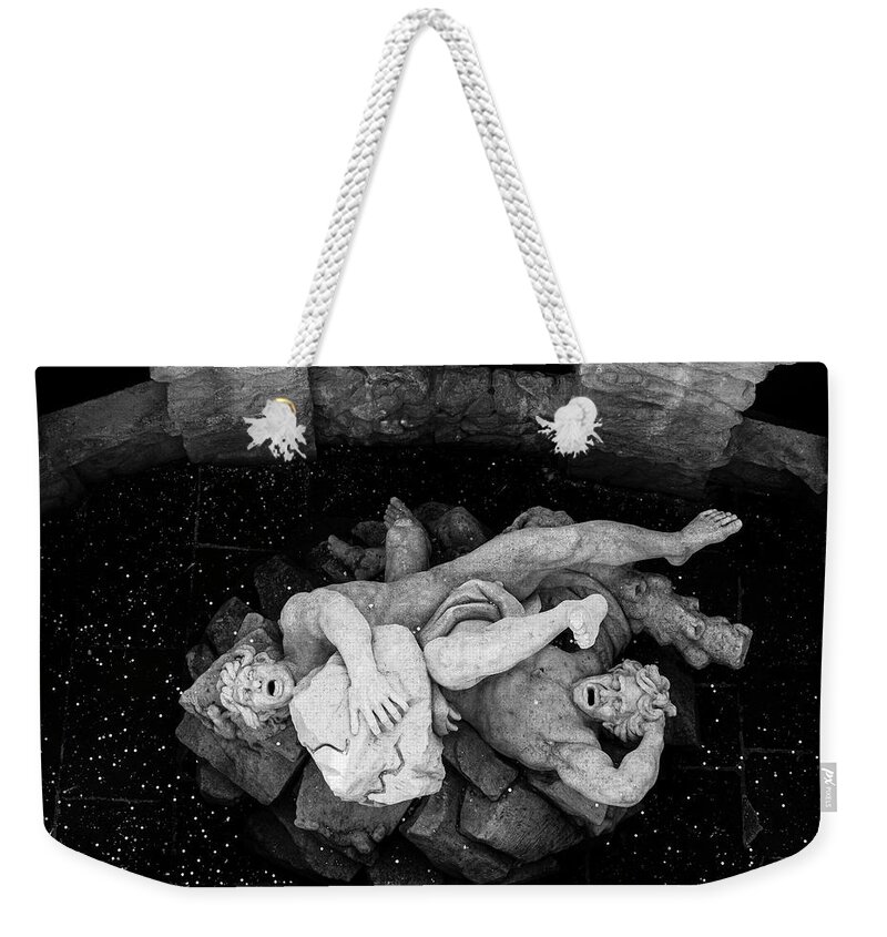 Troja Chateau Weekender Tote Bag featuring the photograph Titans in the Pit of Tartarus Troja Chateau Prague by Mary Lee Dereske