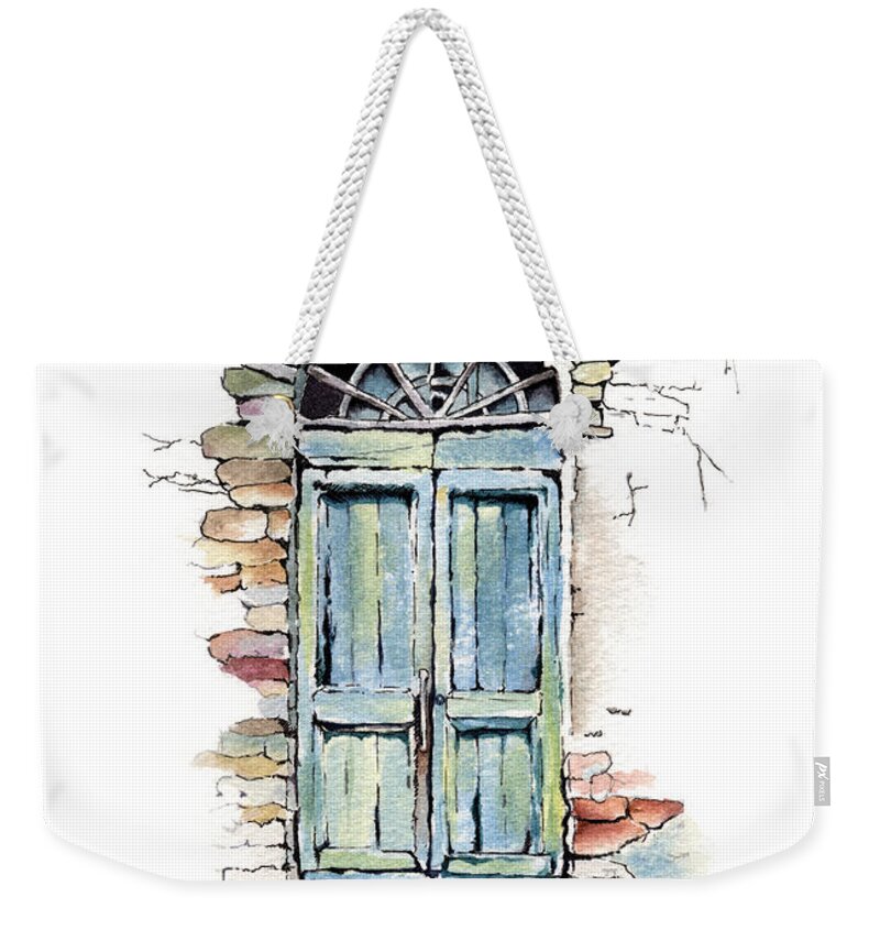 Doorway Weekender Tote Bag featuring the painting To Another World by Louise Howarth