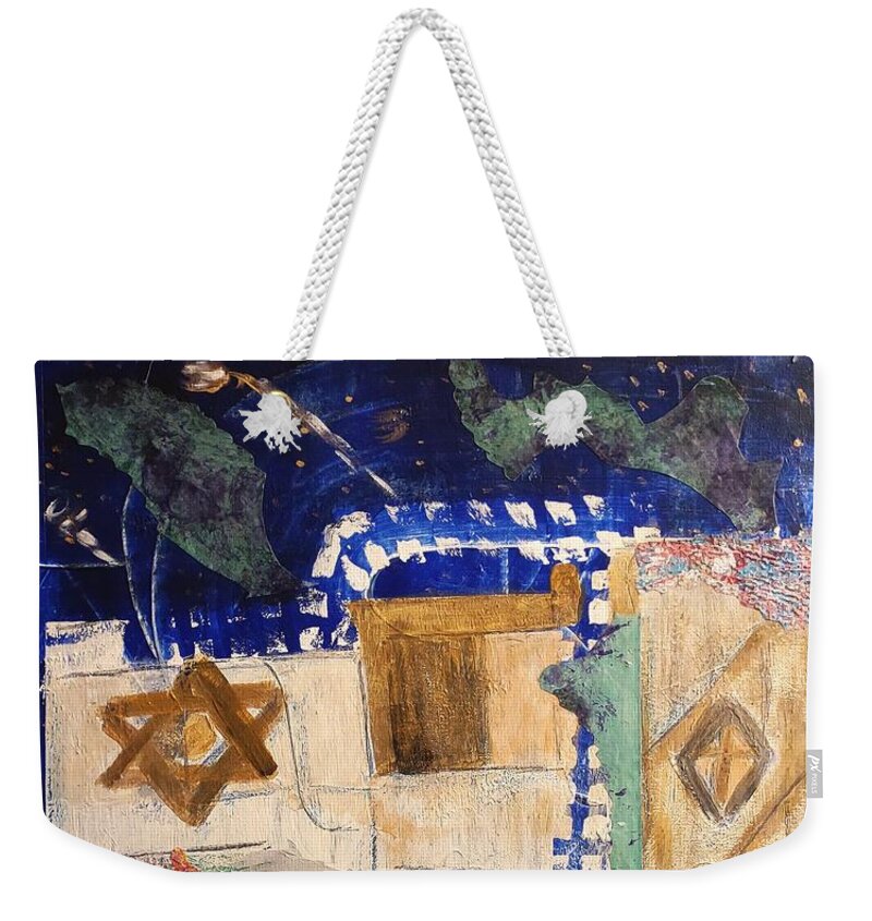 Abstract Weekender Tote Bag featuring the mixed media To the New City by Suzanne Berthier