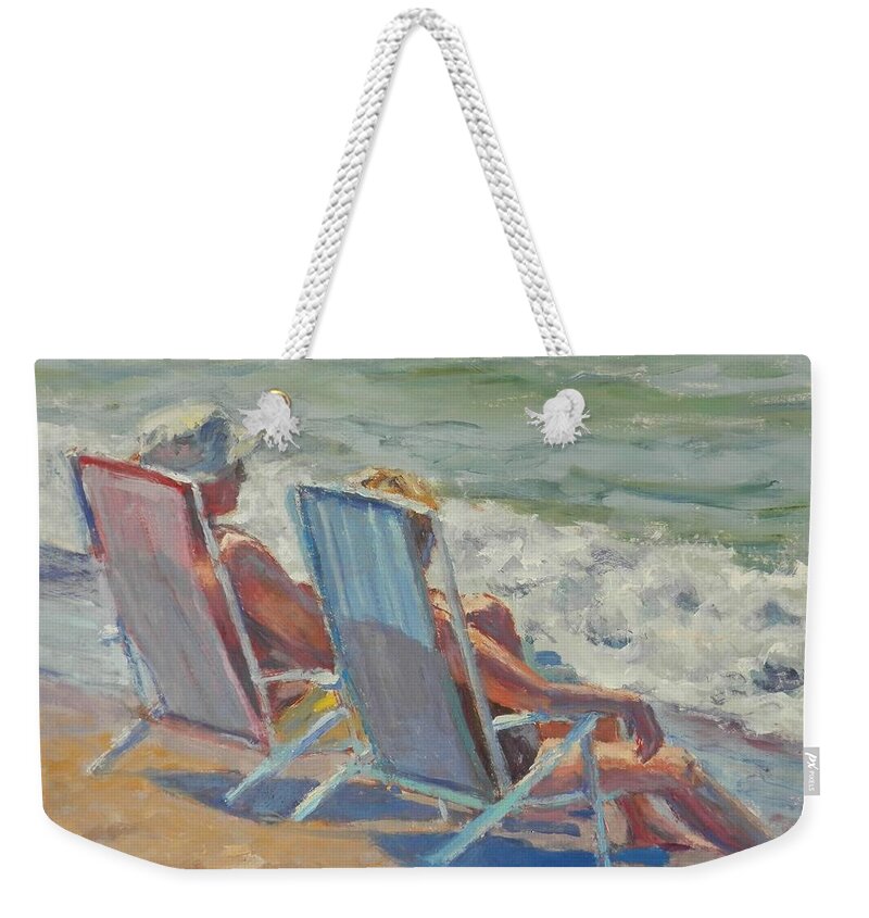 Nature Weekender Tote Bag featuring the painting Toes in the Water by Michael Camp