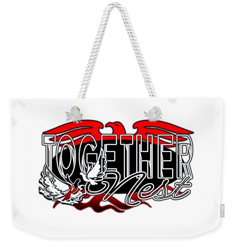 Couples Weekender Tote Bag featuring the digital art Together Nest a Couple Date Night. Emblem by Delynn Addams