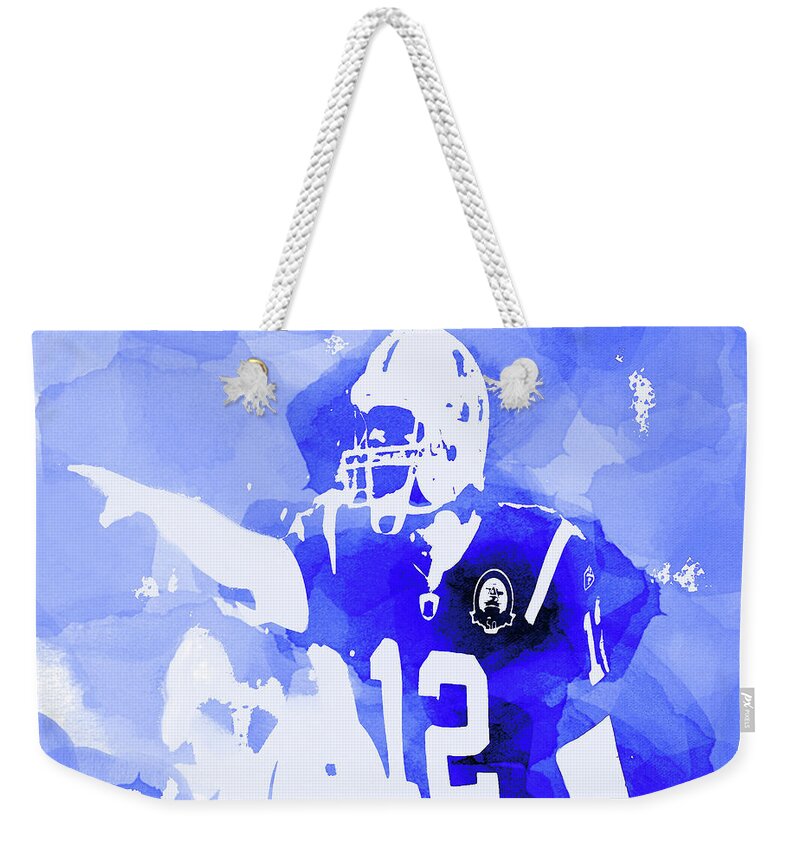 Tom Brady Weekender Tote Bag featuring the mixed media Tom Brady Directing Traffic by Brian Reaves