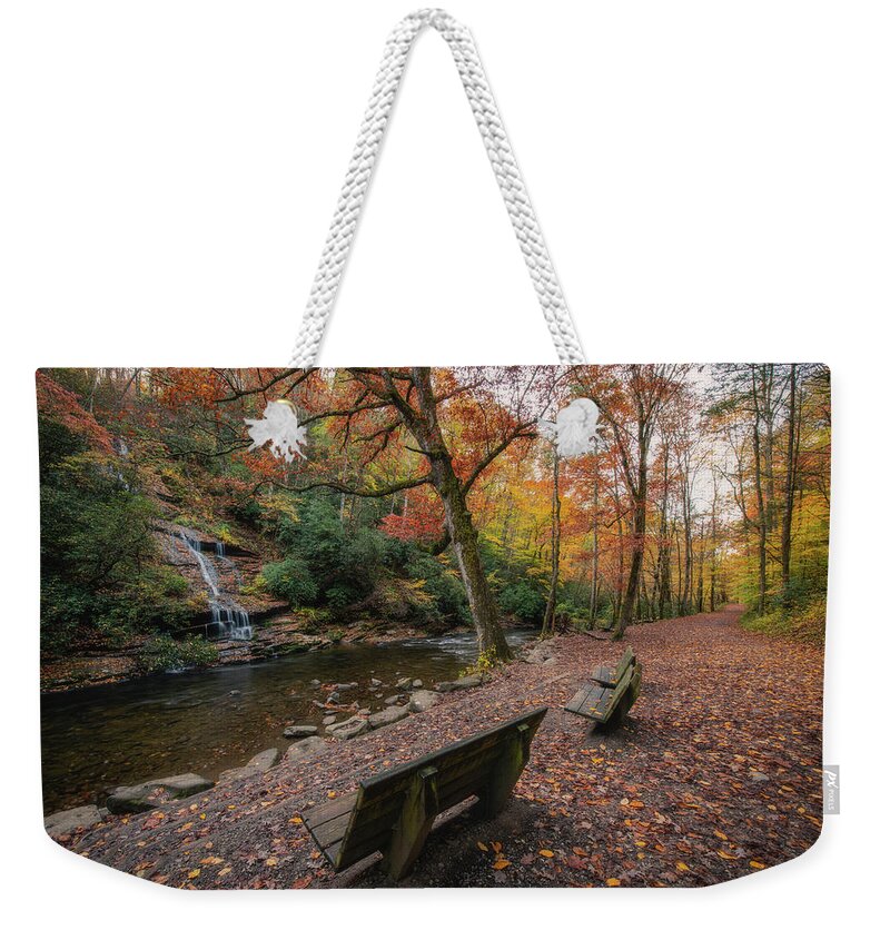 Tom Branch Falls Weekender Tote Bag featuring the photograph Tom Branch Falls in Autumn by Robert J Wagner