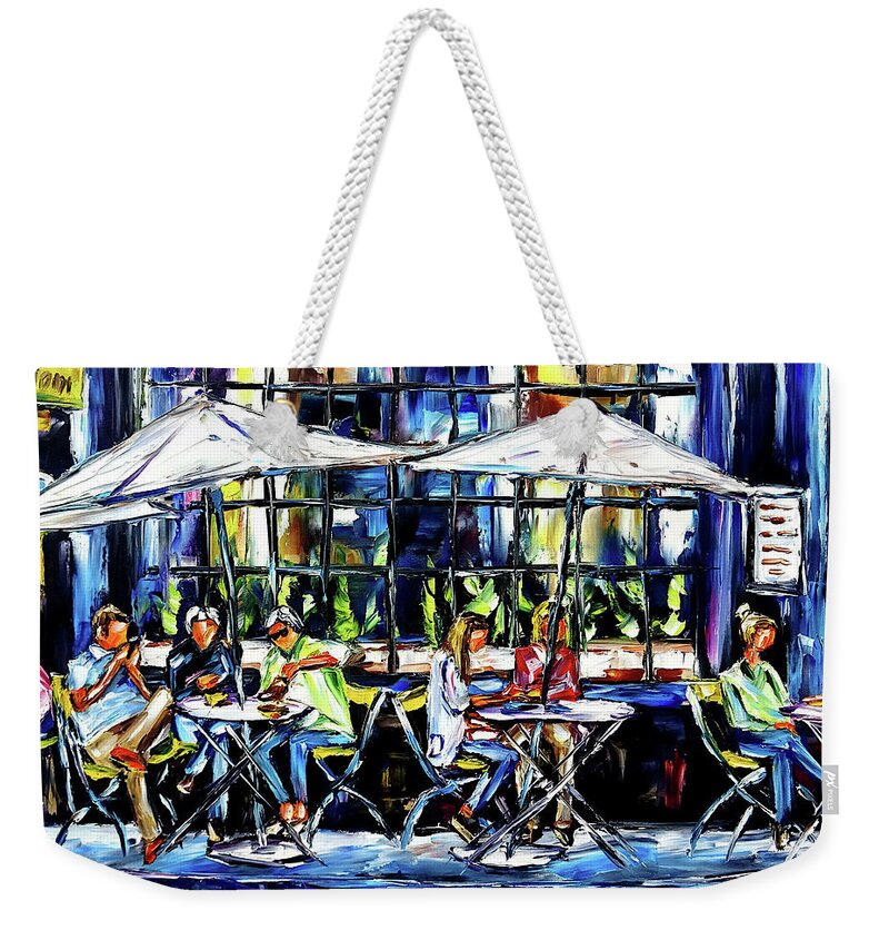 London Cafe Weekender Tote Bag featuring the painting Tomtom Coffee House, London by Mirek Kuzniar
