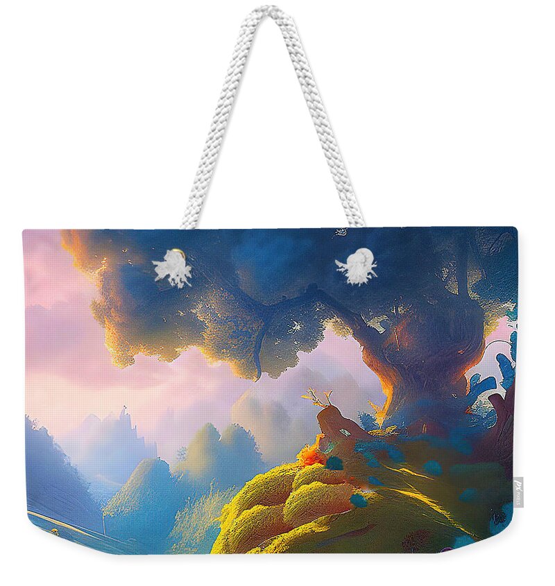 Fantasy Landscape Weekender Tote Bag featuring the mixed media Top of the World by John DeGaetano