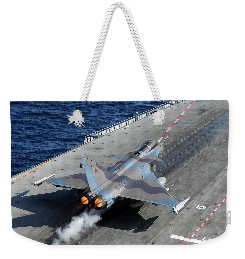 Dassault Weekender Tote Bag featuring the digital art TOPGUN Rafale by Custom Aviation Art