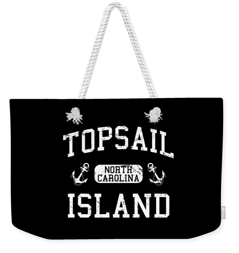 Funny Weekender Tote Bag featuring the digital art Topsail Island North Carolina by Flippin Sweet Gear