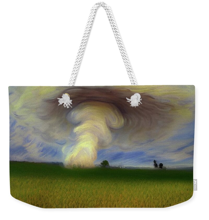 Tornado Weekender Tote Bag featuring the painting Tornado At Dusk by Ally White