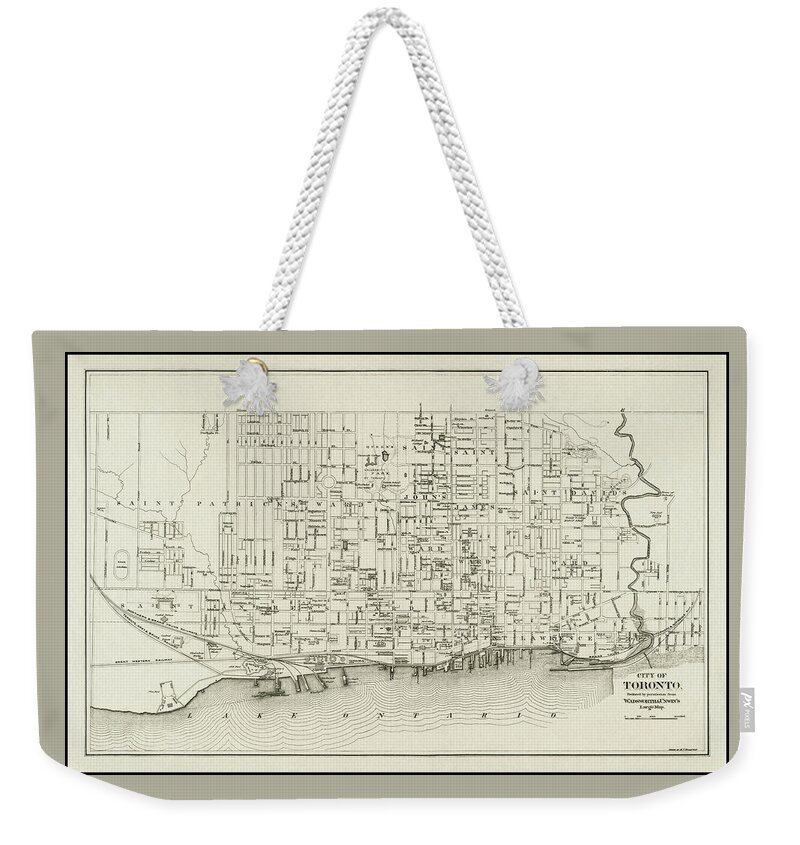 Toronto Weekender Tote Bag featuring the photograph Toronto Canada Vintage City Map 1880 by Carol Japp