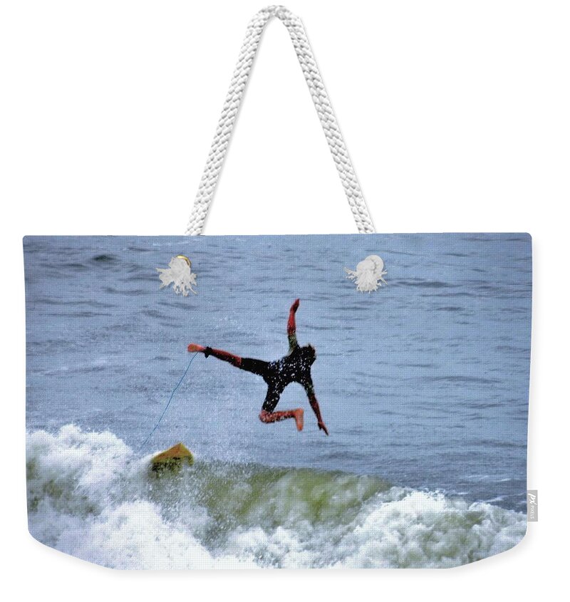 Surf Weekender Tote Bag featuring the photograph Total Wipeout by Kim Bemis