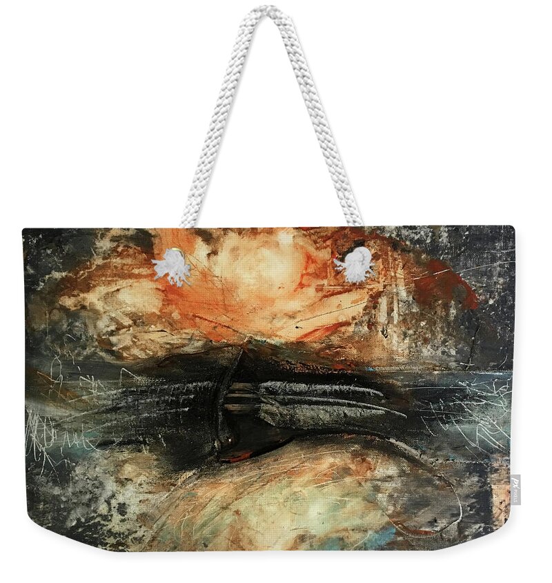 Abstract Art Weekender Tote Bag featuring the painting Totem by Rodney Frederickson