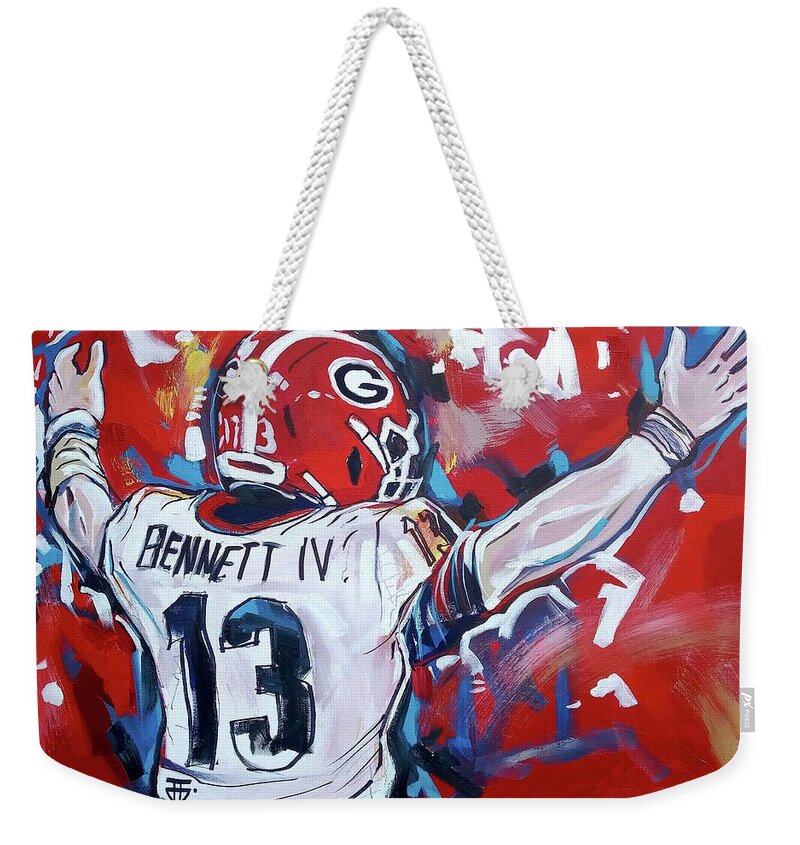 Touch Down Weekender Tote Bag featuring the painting Touch Down by John Gholson