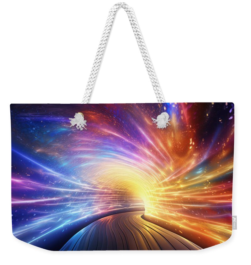 Near Death Experience Weekender Tote Bag featuring the painting Toward the Light by Lourry Legarde