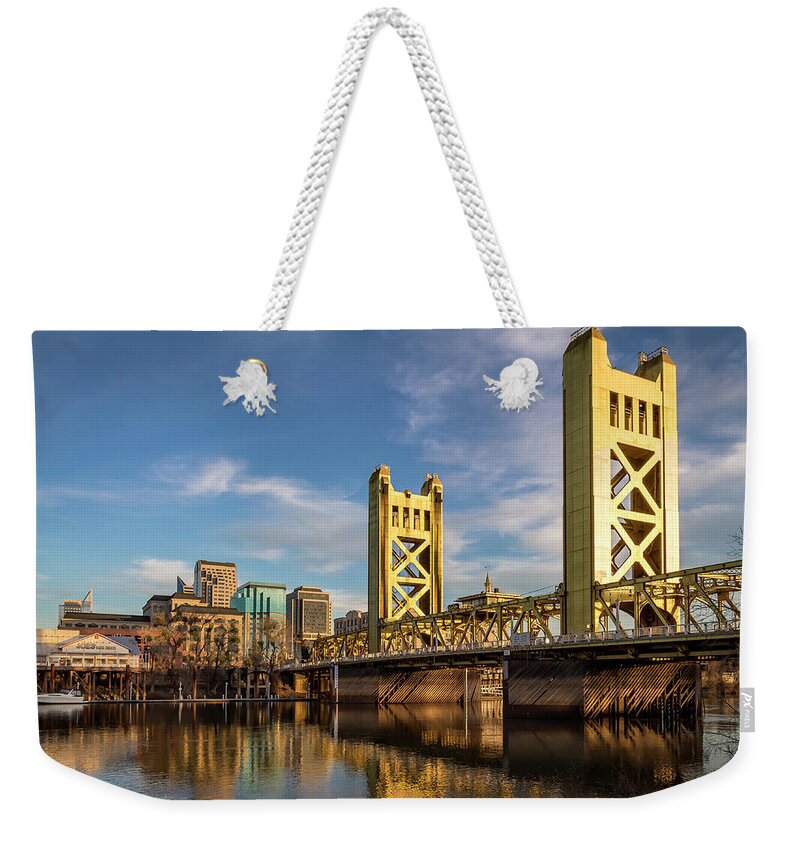 River Weekender Tote Bag featuring the photograph Tower Bridge Sacramento by Gary Geddes