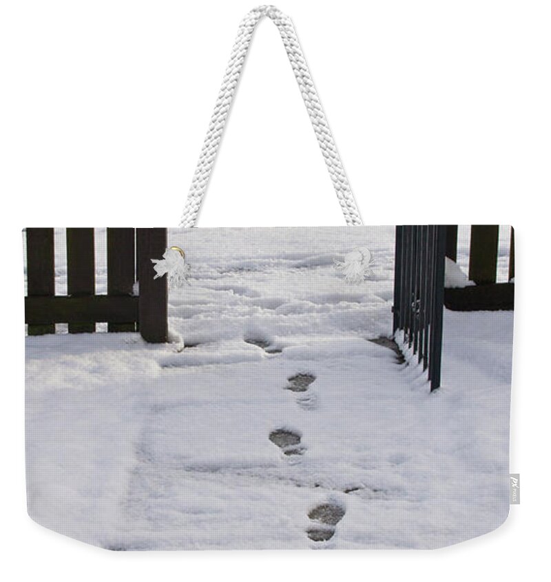 Traces On Snow Weekender Tote Bag featuring the photograph Traces in the Snow by Elena Perelman