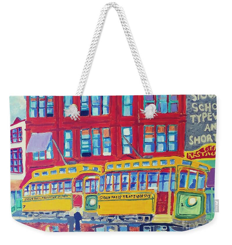 Trolly Weekender Tote Bag featuring the painting Traction System by Rodger Ellingson
