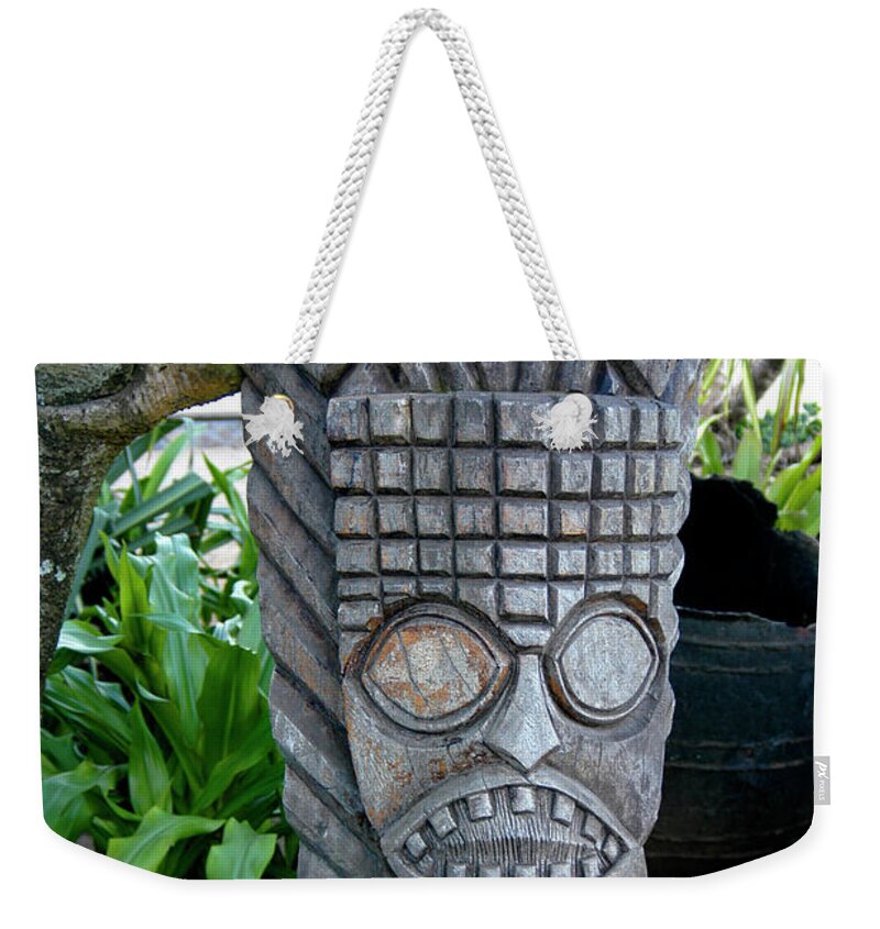 Statue Weekender Tote Bag featuring the photograph Traditional Hawaiian totem by Gunther Allen