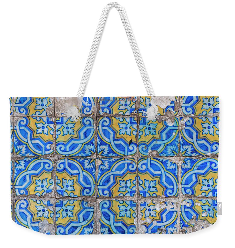 Blue Weekender Tote Bag featuring the photograph Traditional Portuguese tiles l1 by Ilan Rosen