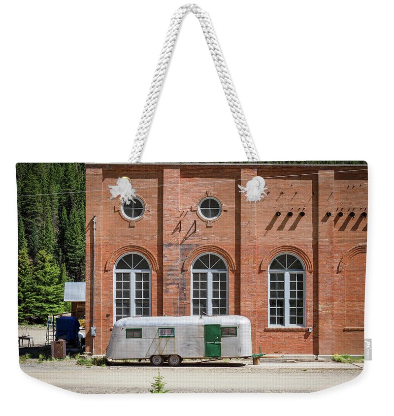 Colorado Weekender Tote Bag featuring the photograph Trailer with a Green Door by Mary Lee Dereske