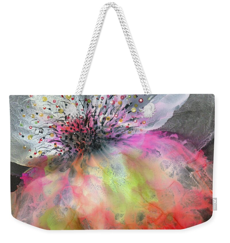 Art Weekender Tote Bag featuring the painting Translucent Rainbow Bloom by Kimberly Deene Langlois